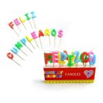 VELA LETRA FELIZCUMPLE COLORES*
